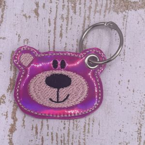 Schlüsselanhänger Teddybärenkopf pink