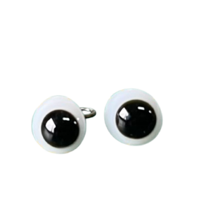 Glasaugen weiss mit schwarzer Pupille 6 mm an Drahtöse. 10 Stück / Schielaugen