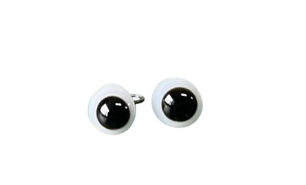Glasaugen weiss mit schwarzer Pupille 6 mm an Drahtöse. 10 Stück / Schielaugen