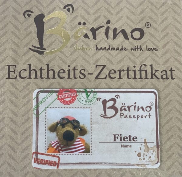 Bärino Bär Fiete 17 cm Künstlerbär – Bild 5